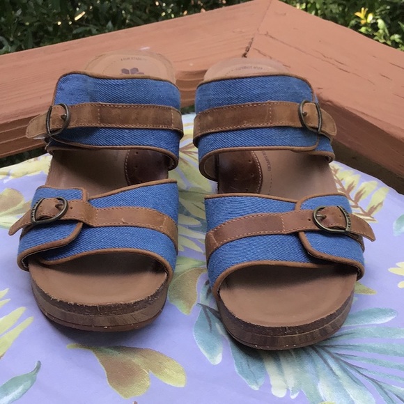 Rocky 4EUR Sole Denim Leather Comfy Sandals 42 New - Picture 3 of 8